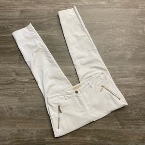 MICHAEL by Michael Kors White Cotton Gold-Accented Pants Size 4